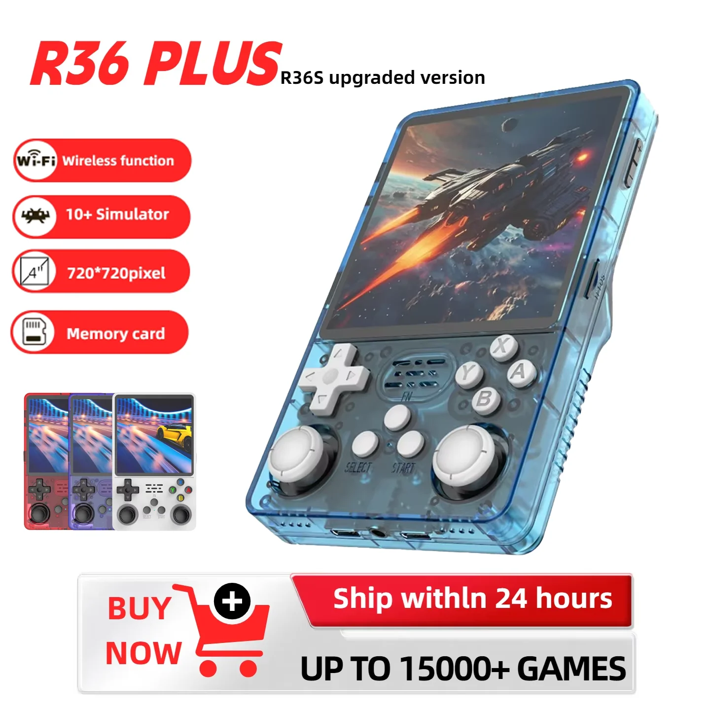 Consola de juegos portátil Retro IPS de 4 ", pantalla grande R36S Plus, sistema Linux de 64 bits, RK3326, bolsillo portátil ARKOS 2,0 R36SPLUS