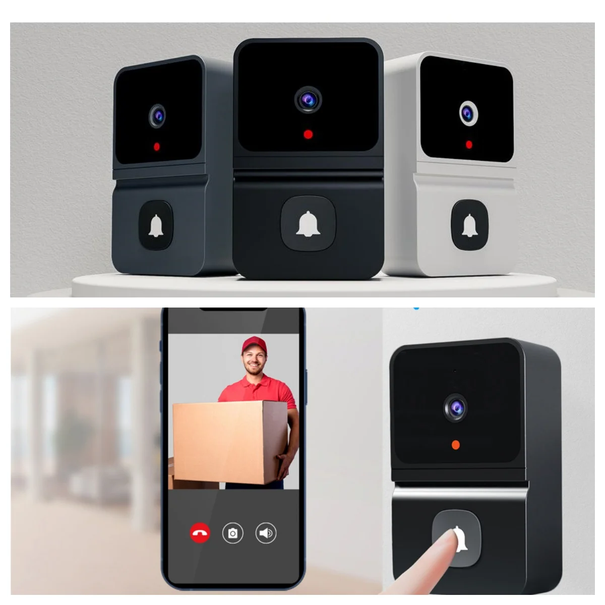 

Wireless Visual Smart Security Doorbell 1080P High Resolution Camera Video Doorbell Infrared Night Vision Real-time Monitoring