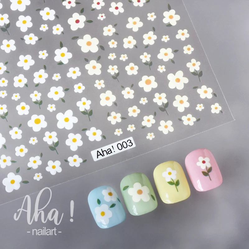 

1pcs Cute Daisy Cherry Fruits Nail Art Decals White Florals Petals Flowers Back Glue Nail Stickers For Nail Tips Beauty Slider