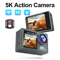 5K 4K60FPS Action Camera Dual IPS Touch LCD EIS 170° 30M Waterproof 5X Zoom Sport Camera With Wireless Mic&Remote Control