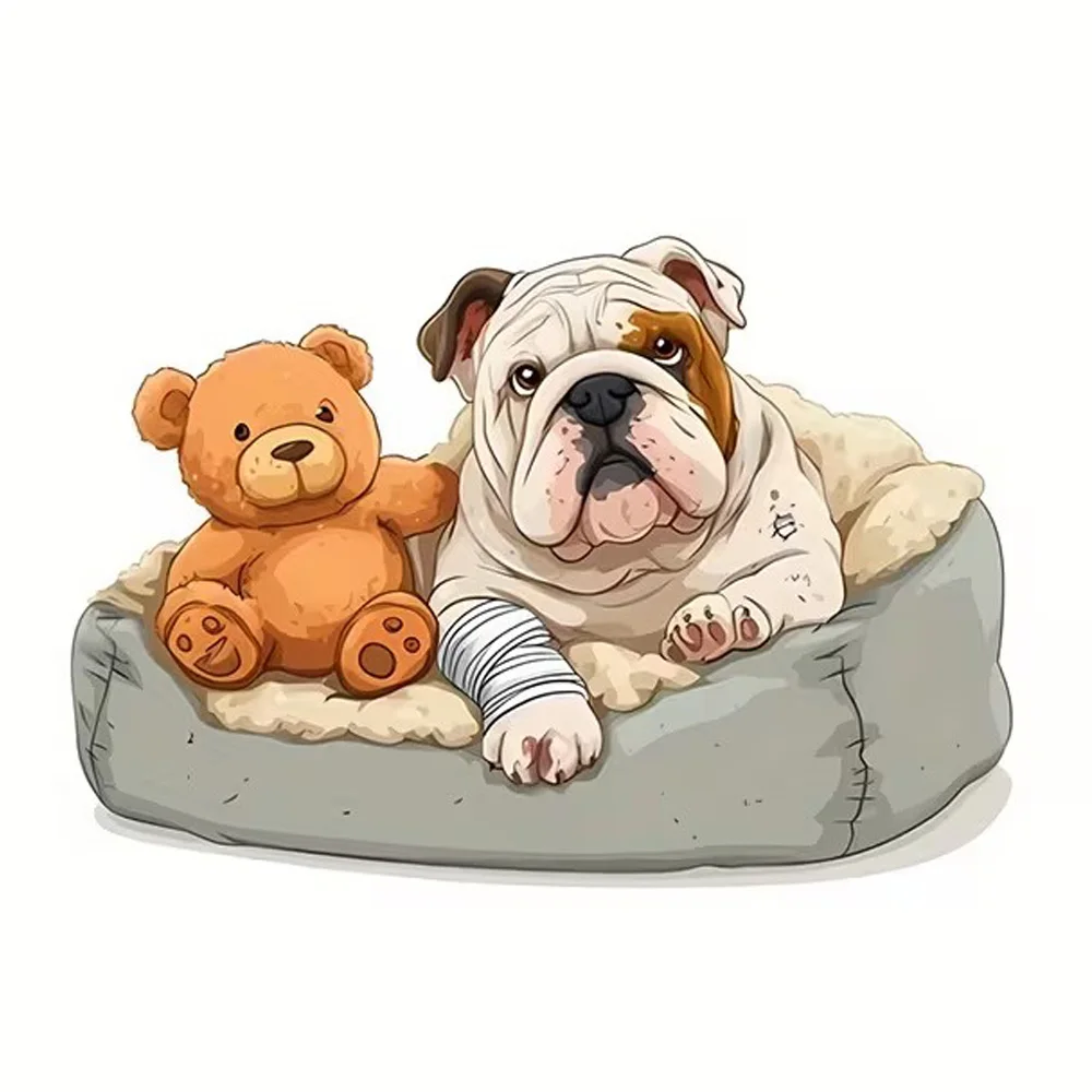 15x10cm British Bulldog And Teddy Bear Decals, Waterproof Stickers for Car, Laptop, Wall and Glass Surface