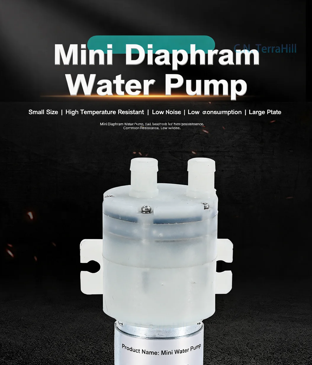 3601PW Food Grade Micro DC Diaphragm Self-Priming Water Pump, 385 Small Booster Pump for Aquarium, RV, and Household Use