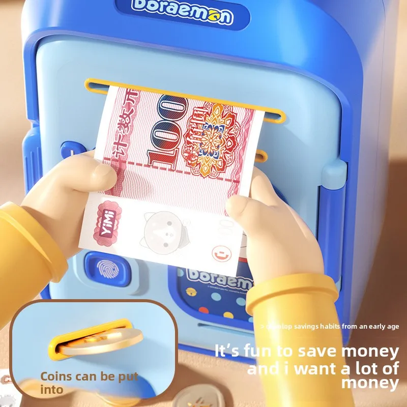 Doraemon Cartoon Electronic Bank Cash Box Anime Automatic Rechargeable Safe Password Saving Money Box Children Birthday Gifts