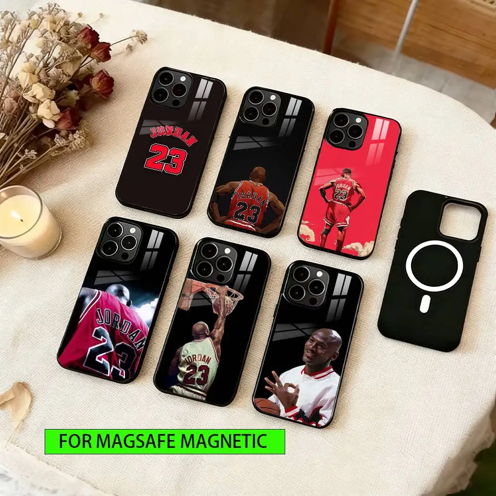 Coque de téléphone Michael Jordan pour iPhone 17, 16, 15, 14, 13, 12, 11 Plus, Pro, magnétique pour charge sans fil MagSafe