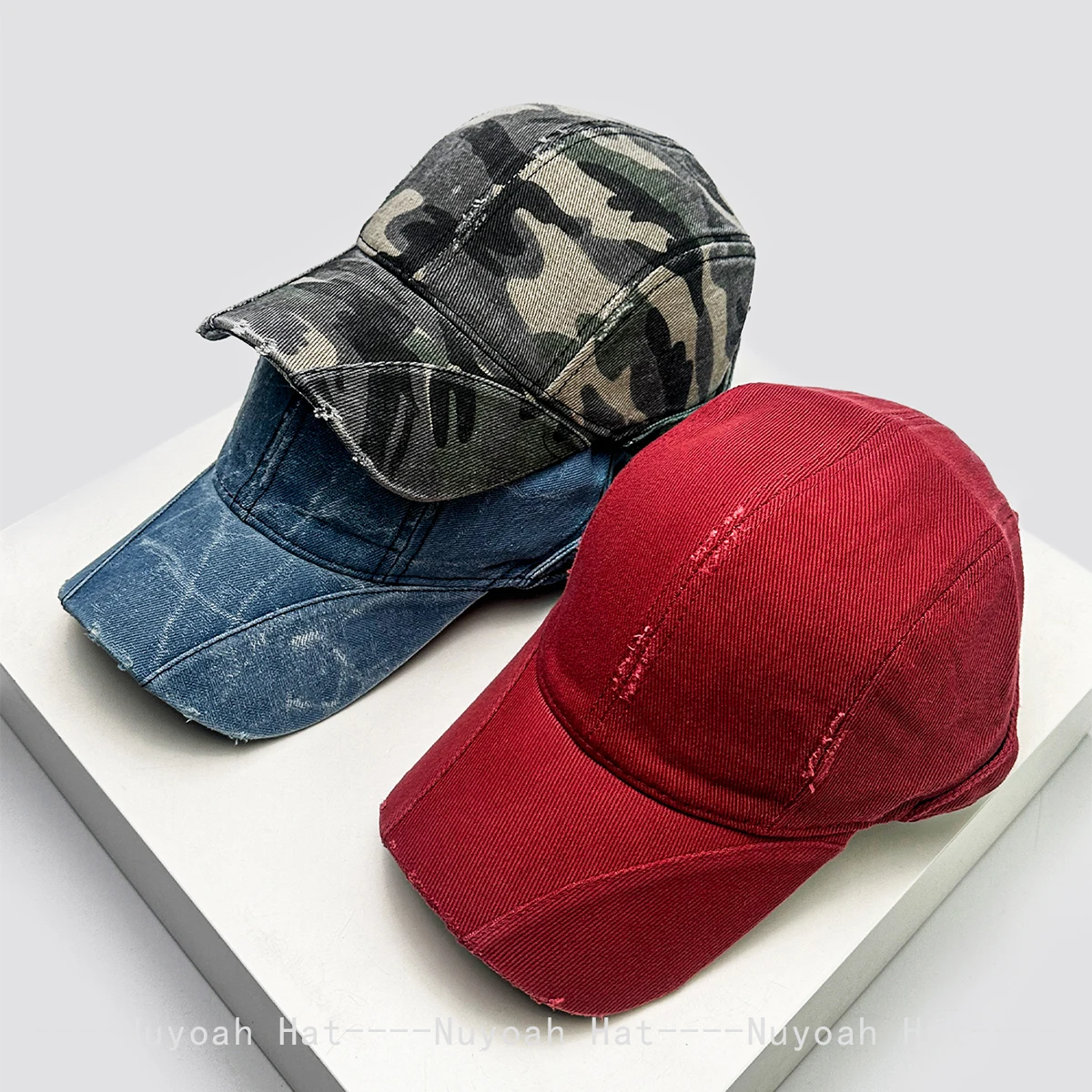 

New Men Women American Retro Leopard Print Camouflage Baseball Hats Sunshade Personal Versatile Distress Peaked Caps Fashion ins