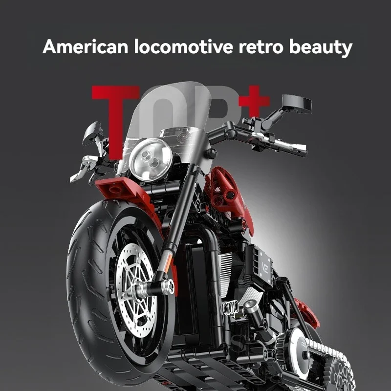 MOC التقنية الرجعية نموذج دراجة نارية بنة DIY منضدية زينة عيد الميلاد هدايا عيد الميلاد للبالغين والأطفال 542 قطعة #3