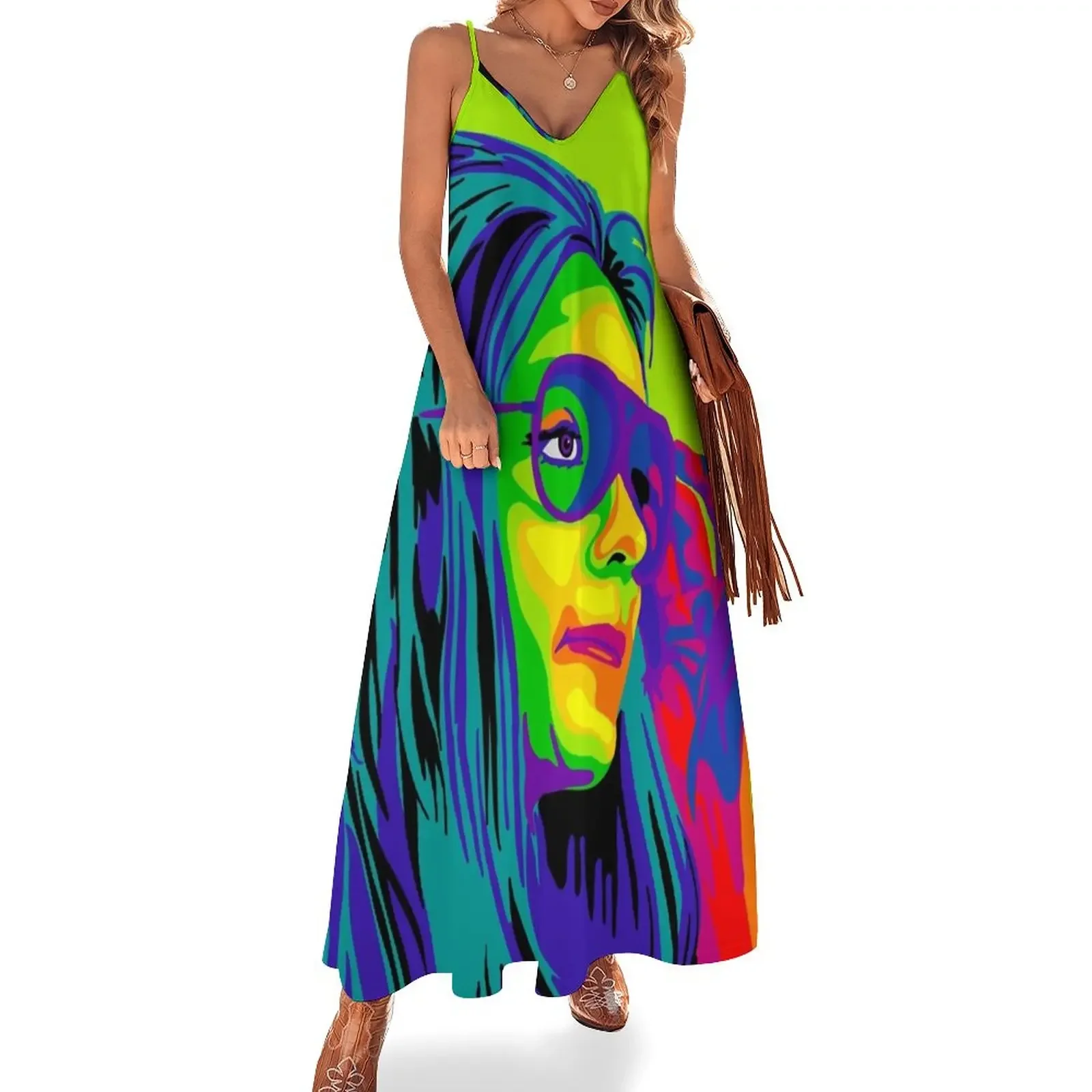 

Gloria Steinem Rainbow Portrait Sleeveless Dress Women's summer long dress sexy dress for women