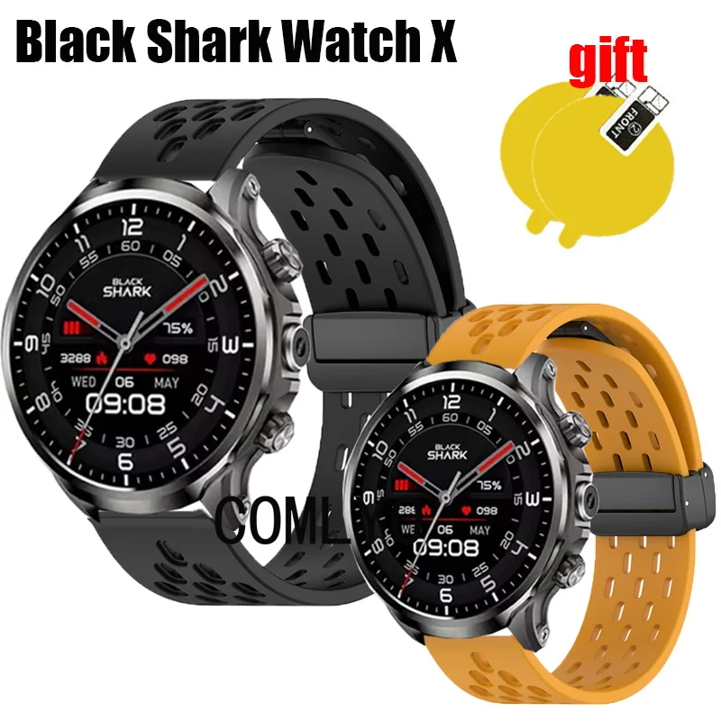 For Black Shark Watch X Smart Watch Strap Wristband Silicone Sports Folding buckle Soft Women Men Band Screen protector Film