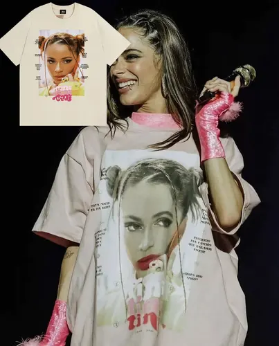 Imagen 1 del producto Tini Stoessel álbum 2025 Tour mismo estilo camiseta hombres mujeres moda estética manga corta Camisetas verano cuello redondo camisetas de algodón