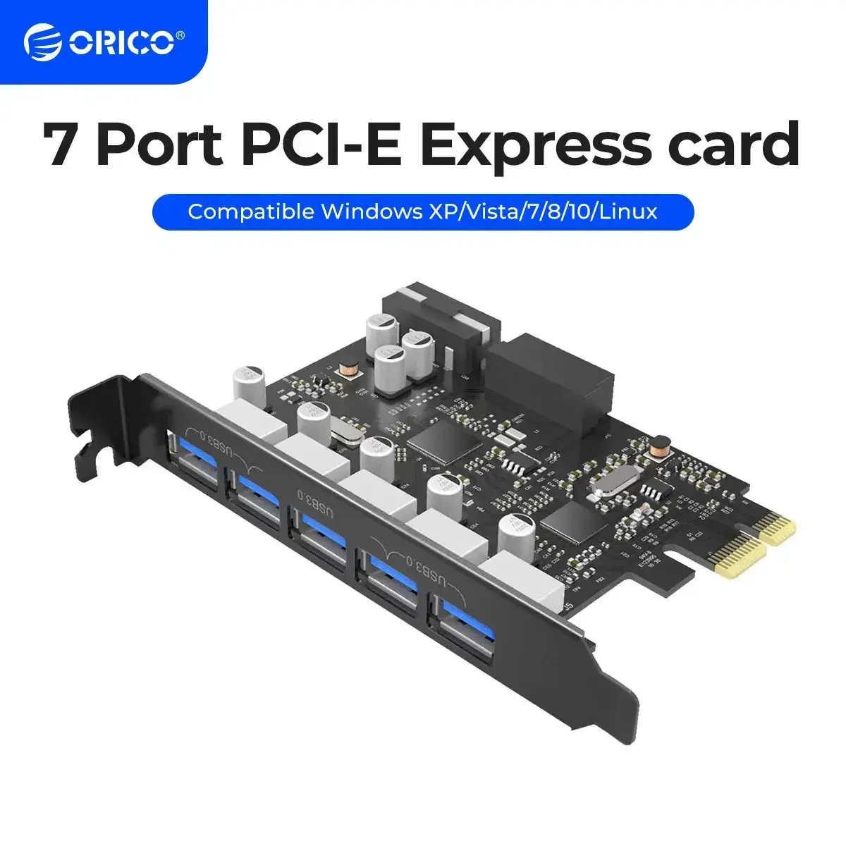 ORICO SuperSpeed 7 Port USB 3.0 PCI-E Express Card with a 15pin SATA Power Connector PCIE Adapt