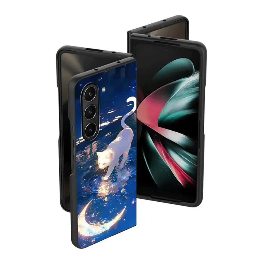 Custodia posteriore per telefono per Samsung Galaxy ZFold4 ZFold7 ZFold3 ZFold5 Z Fold 7 6 5 4 3 ZFold6 Super Cute Kitten