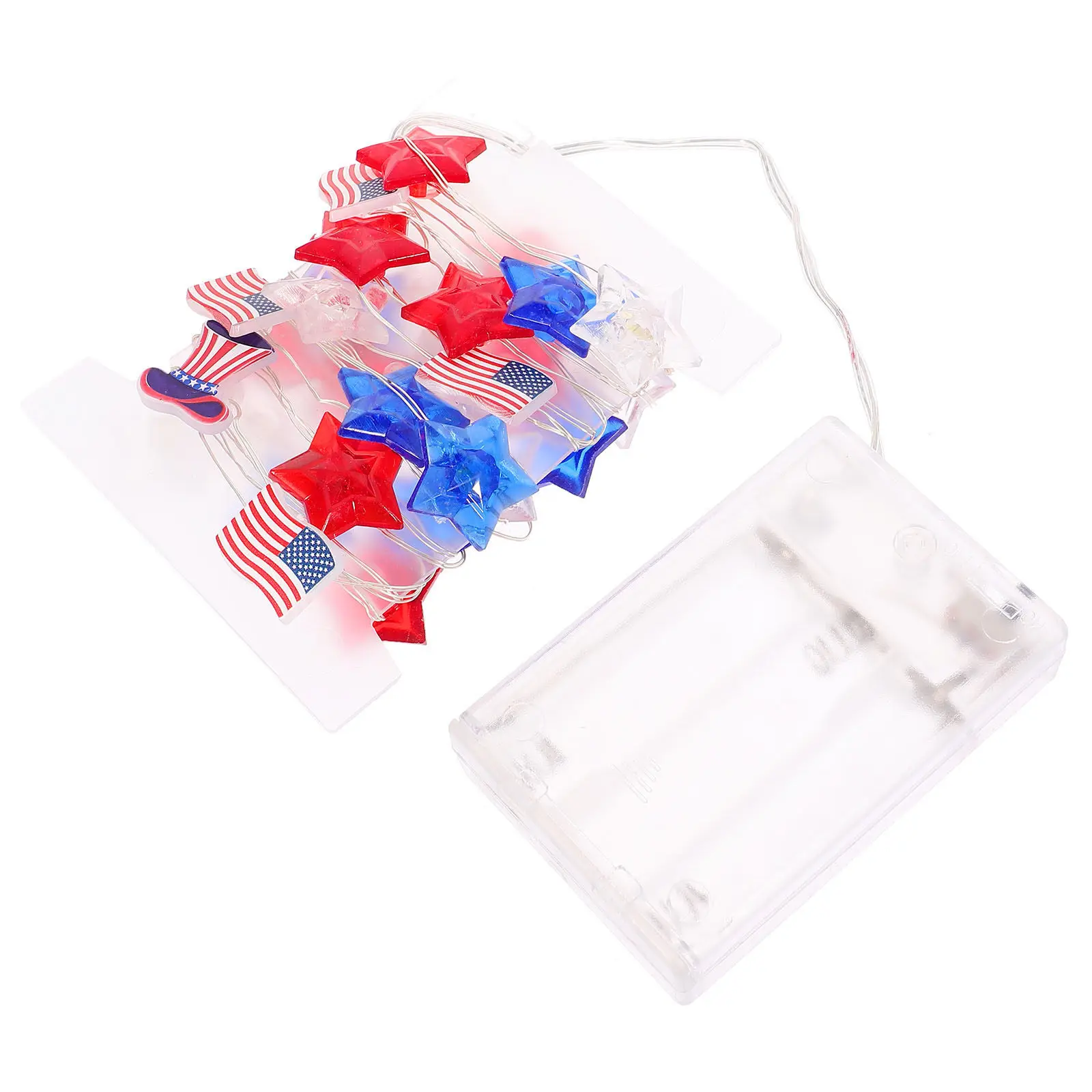 

Светодиодная гирлянда с американским флагом и звездами для украшения на 4 июля, патриотические уличные декоративные светильники ко Дню памяти