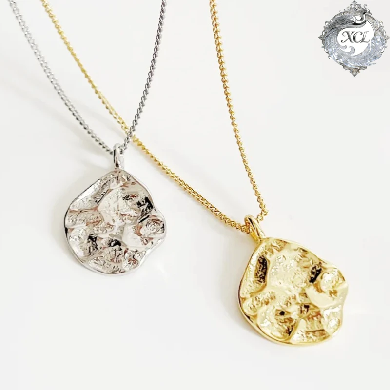 

Серебряное колье XCL S925 с геометрическим круглым кулоном, элегантная цепочка на ключицы, роскошное украшение для вечеринок для женщин