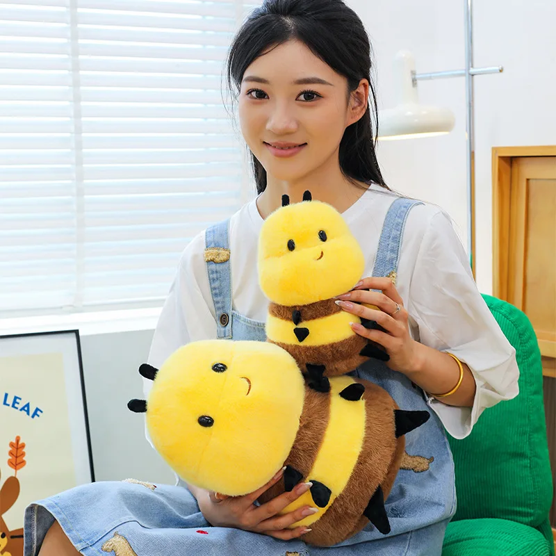 Lindo juguete de peluche Kawaii muñeco de peluche Adorable expresión de abeja juguete suave para niños regalo de cumpleaños Plushie bebé niño niña almohada de peluche