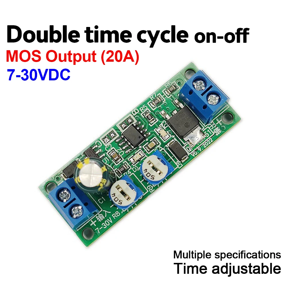 DC7-30V Adjustable Dual Time Cycle On-Off Switch Power Supply Relay MOS Output Timer Delay Module for Flash Lamp Circuit Wiper