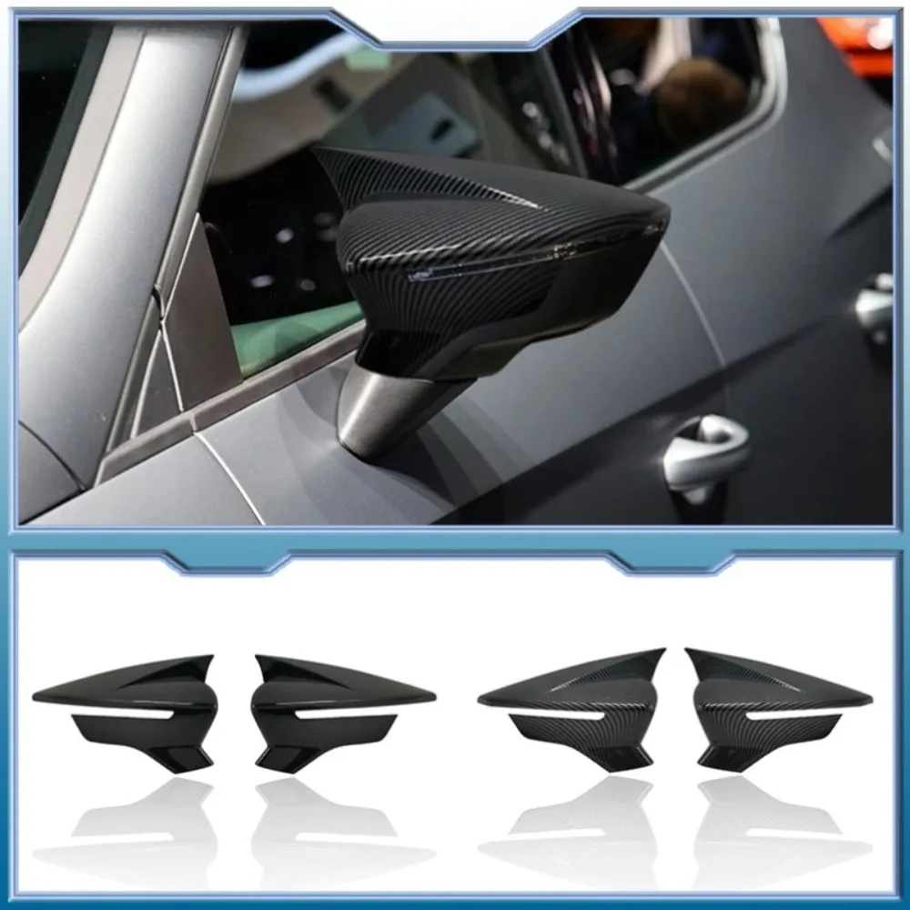 2Pcs Car Side Door Rear View Mirror Cover Cap Add on For SEAT Leon MK3 5F ST FR Cupra Ibiza Mk5 Arona KJ7 2017-2020