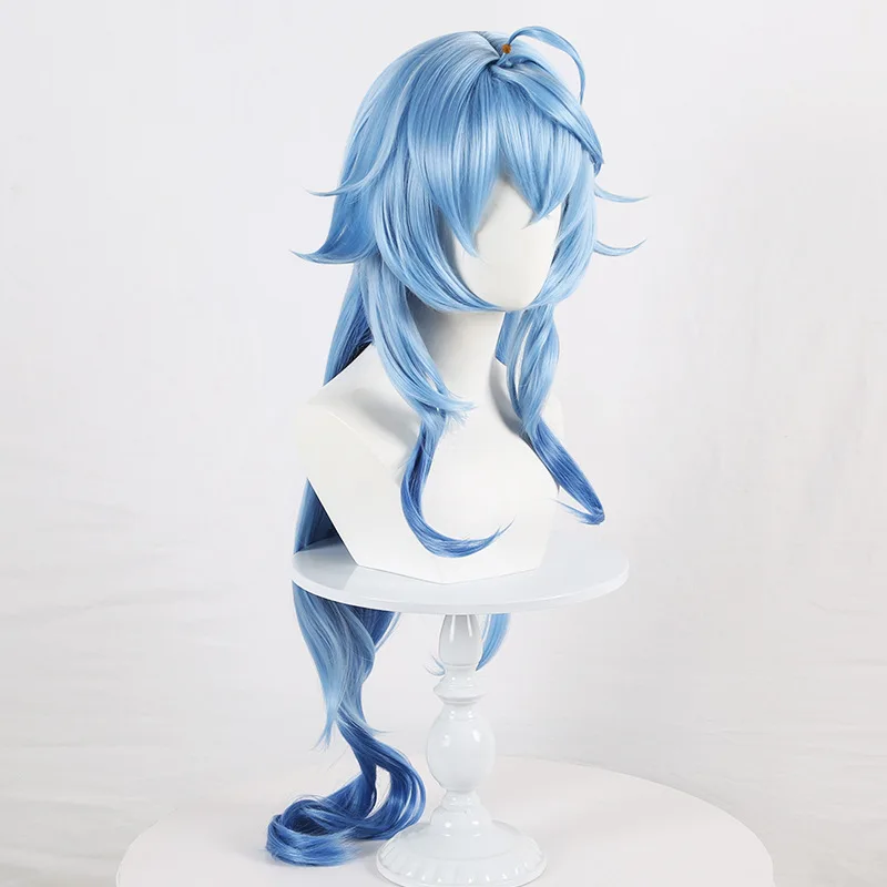 Genshin Impact Ganyu Cosplay Pruik Blauw Gradiënt 100 cm Lange Anime Cosplay Pruik Gradiënt Stijl