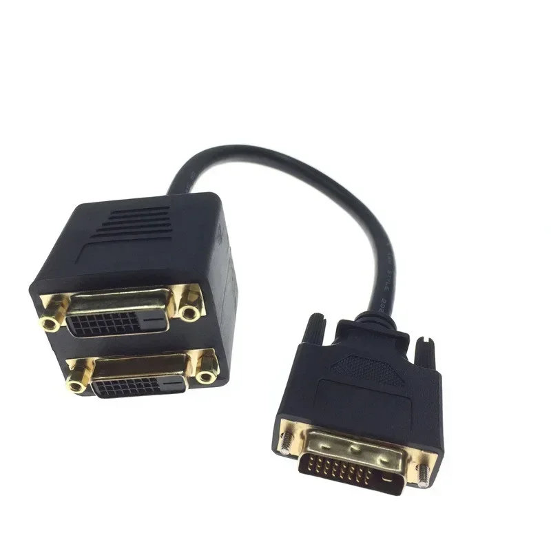 1x2 kabel adaptor Splitter DVI 1-DVI pria ke DVI24 + 1 Wanita 24K konektor emas untuk HD1080P HDTV proyektor PC Laptop