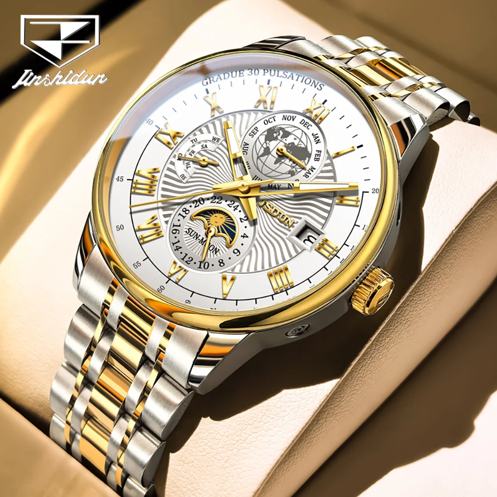 

JSDUN Самые продаваемые роскошные многофункциональные автоматические механические часы для мужчин, оригинальные модные деловые мужские часы из нержавеющей стали