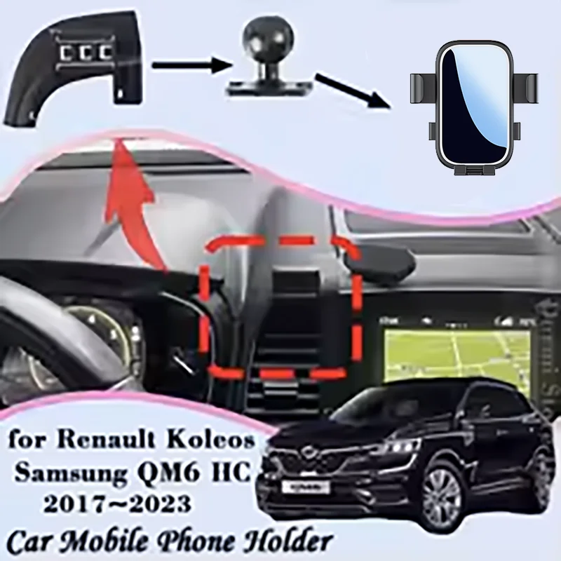 

Car Mobile Phone Holder for Renault Koleos Samsung QM6 HC 2017~2023 Air Vent Mount Bracket Smartphone Stand Auto Accessories