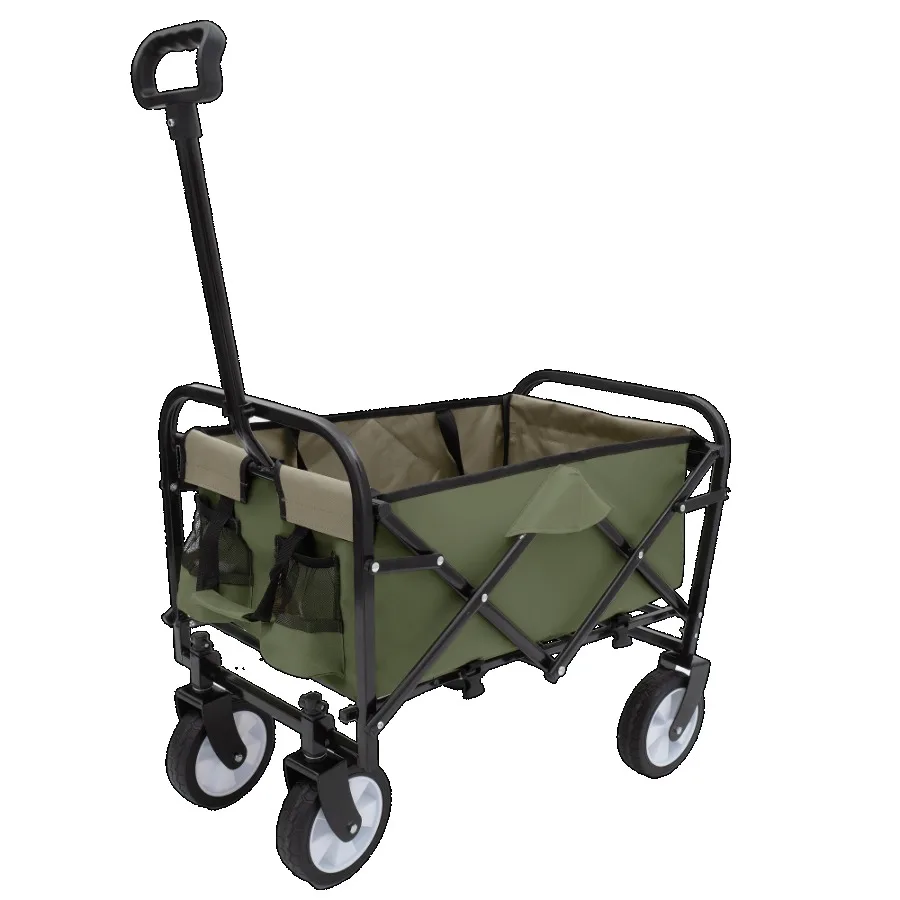

Collapsible Foldable Wagon Cart with strapping system Beach Wagon Utility Cart Utility Wagon Grocery Cart for Camping Shopping
