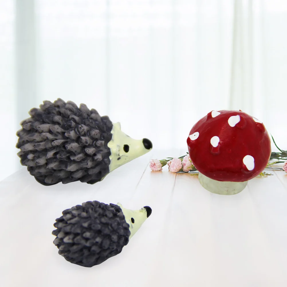 3pcs Succulent Figurines Mini Garden Decor Hedgehog Mushroom Landscaping Micro Landscape Decoration For Terrarium Scene