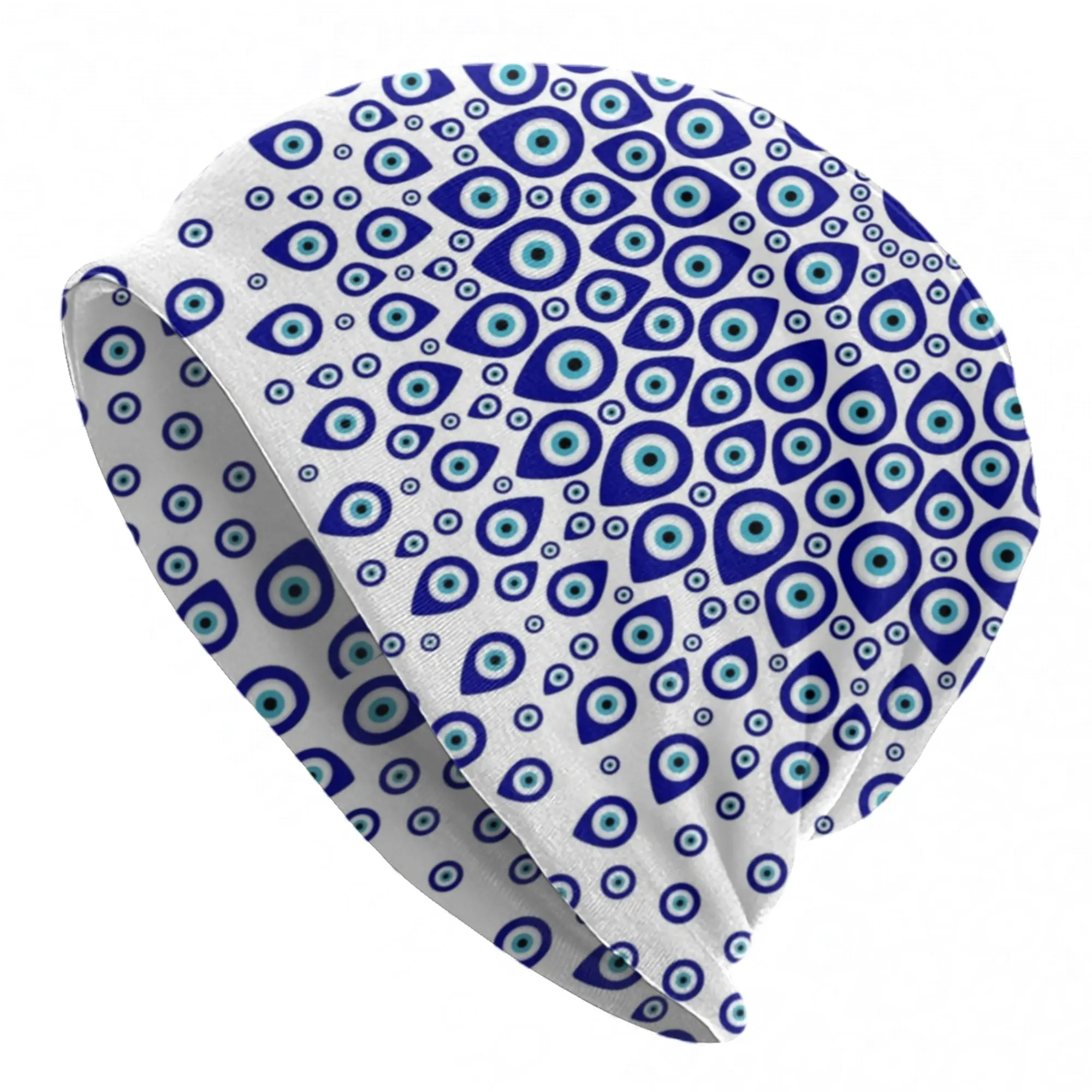 Nazar Amulet Turkish Evil Eye  Bonnet Hats Hip Hop Street Blue Boho Skullies Beanies Hat Unisex Warm Multifunction Caps