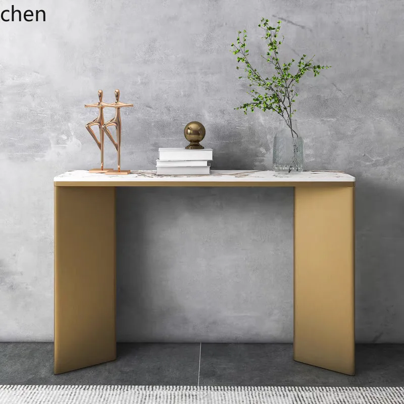 

HYS Entryway Table Living Room Entryway Model Room Wall-Mounted End View Table Italian Minimalist Marble Entryway Table