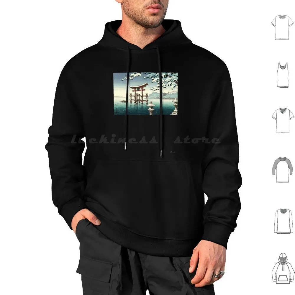 Tsuchiya Koitsu-Snowy Miyajima Hoodie cotton Long Sleeve Japan Japanese Nihon Hokusai Traditional Woodblock Meiji