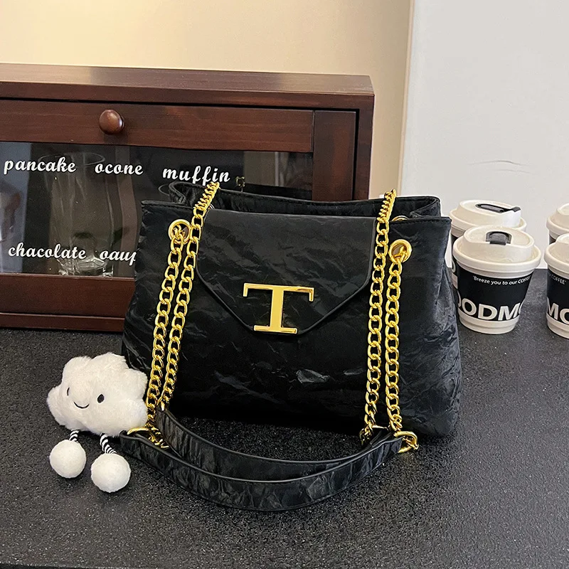 

Популярные новые французские легкие роскошные сумки - высококачественная однотонная сумка через плечо с цепочкой большой вместимости, благородная, элегантная, универсальная