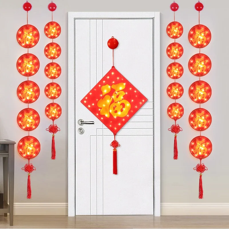 

LED hanging lamp decoration for the Chinese New Year decoration on the gate, with five blessings on the door