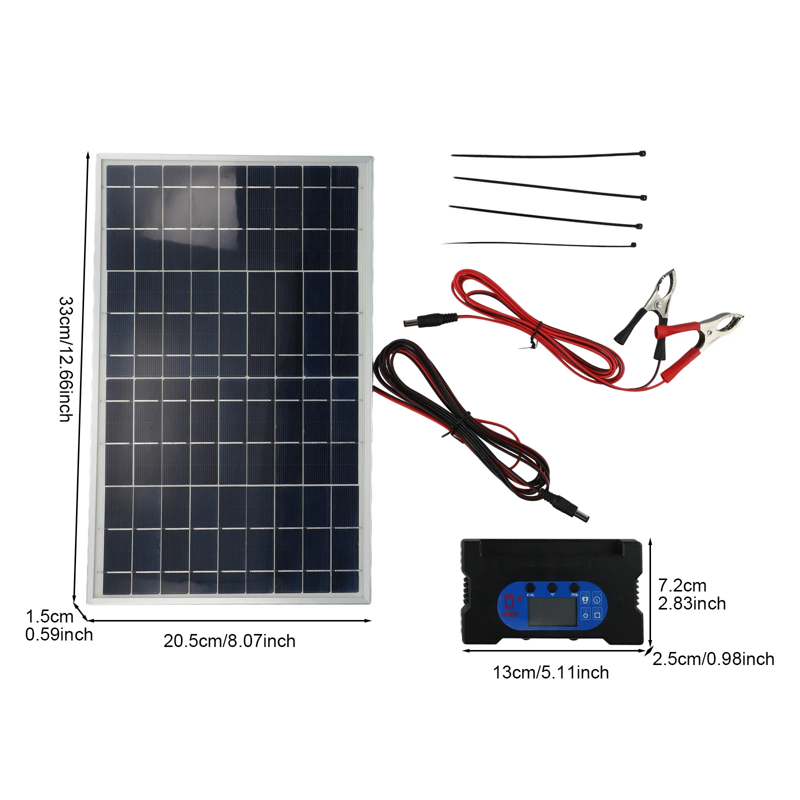 Efficient Energy Solution 10W Solar Panel Kit with Controller and Crocodile Clips IP65 Rated for Harsh Weather Use