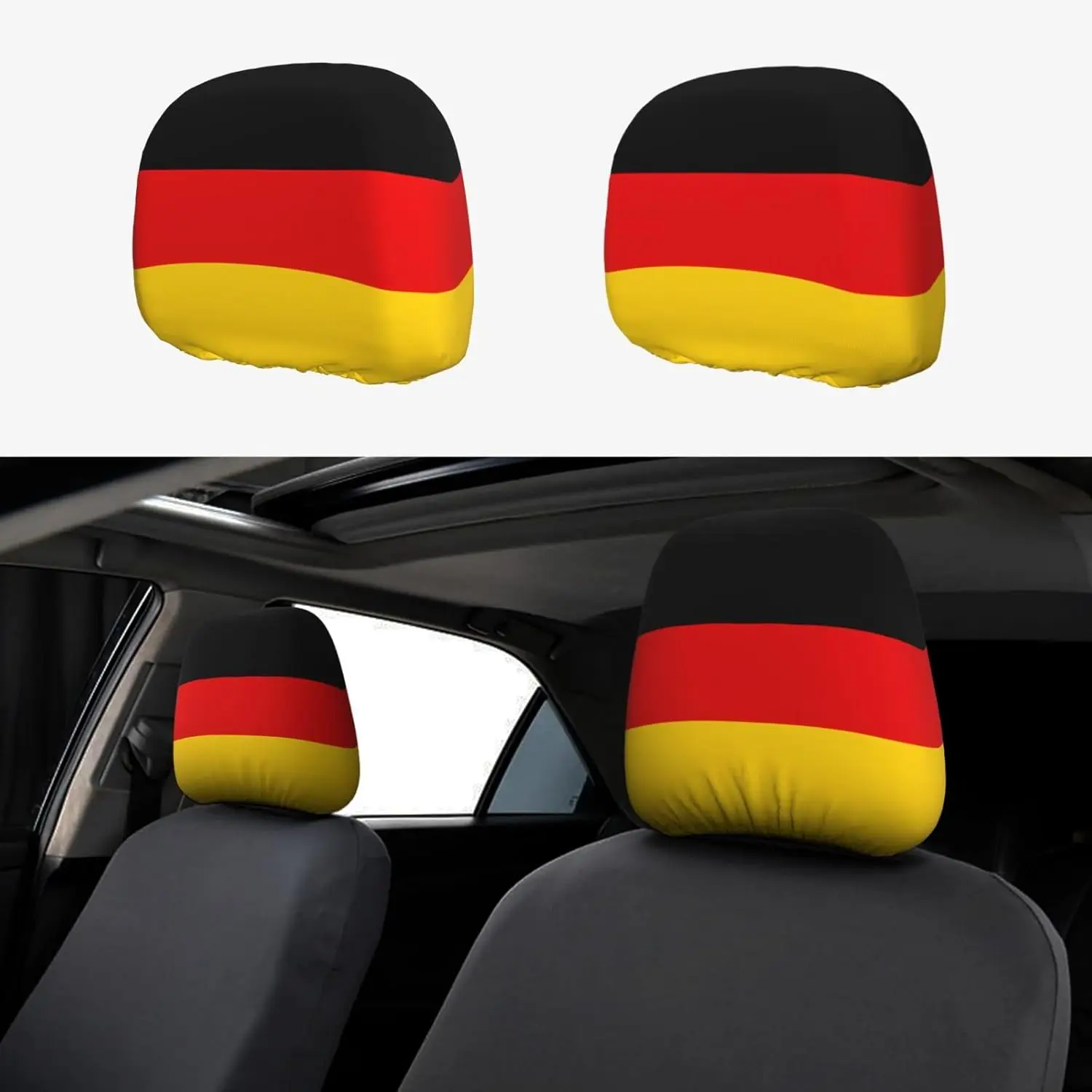 

Накидки на подголовники автомобиля с немецким флагом, 2 шт., персонализированные, мягкие, дышащие, подходят для большинства автомобилей