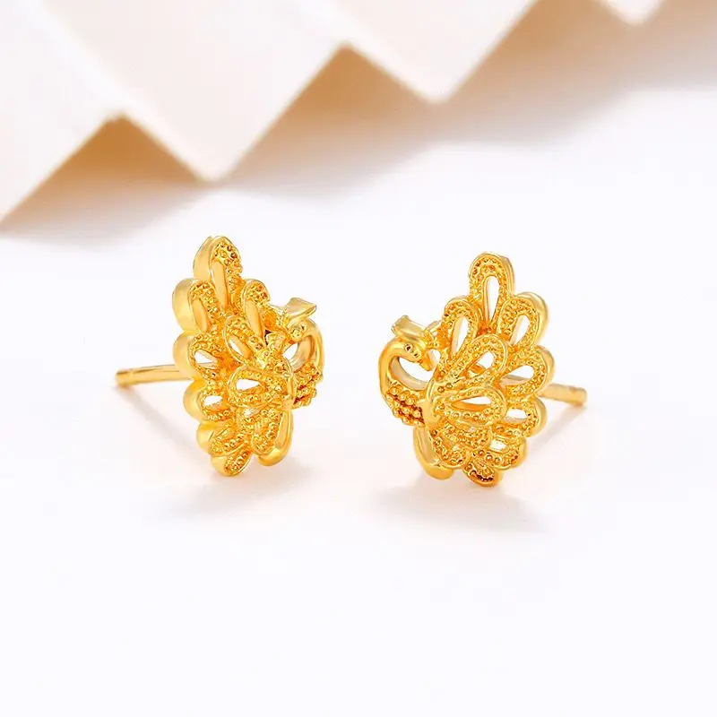 أسعار الجملة --- أقراط الطاووس للنساء الأزياء والمجوهرات الذهب الخالص مطلي النيكل الحرة