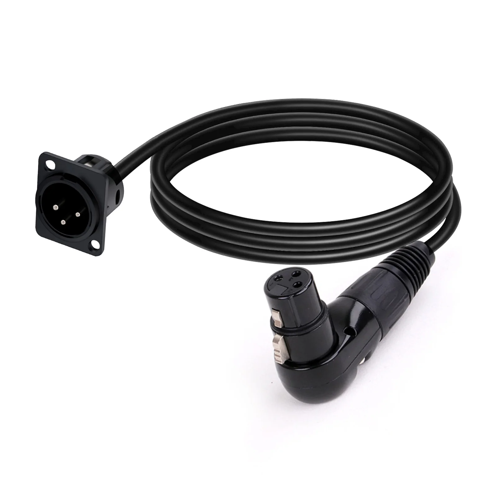 Right Angle 3Pin XLR Plug Connector Audio Cable to 3Pin XLR Panel Mount Chassis Socket Extender Audio Cable Compatible with MIC