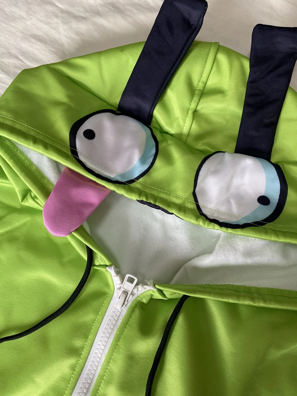 Invader ZIM Cosplay Costume, Alien ZIM Gir Doom Hoodies, Top Jacket, Coat Adult Halloween Zipper, PVD with Ears