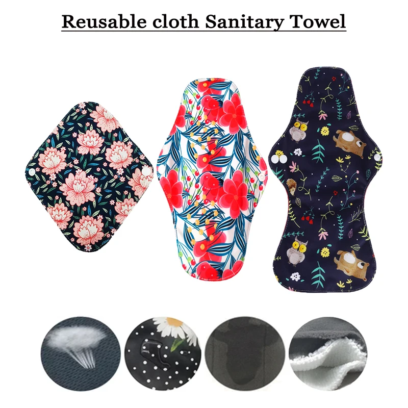 

2 pcs/Cloth sanitary pad Organic Bamboo Charcoal Washable Menstrual Panty Liner Feminine Leakproof Reusable Cloth Sanitary pad