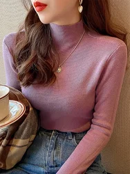 ZJAISS 2026 New Turtleneck Sweater Women Fashion Stretch Tops Women Knitted Pullovers Long Sleeve Bottoming Knitted Sweater