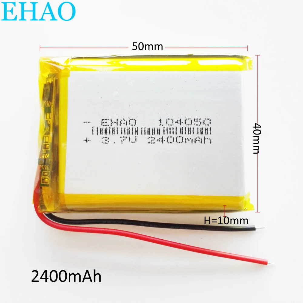 3.7V 2400mAh Polymer Lithium LiPo Rechargeable Battery 104050 For Speaker Remote Control PSP Power Bank Tablet PC PAD Camera