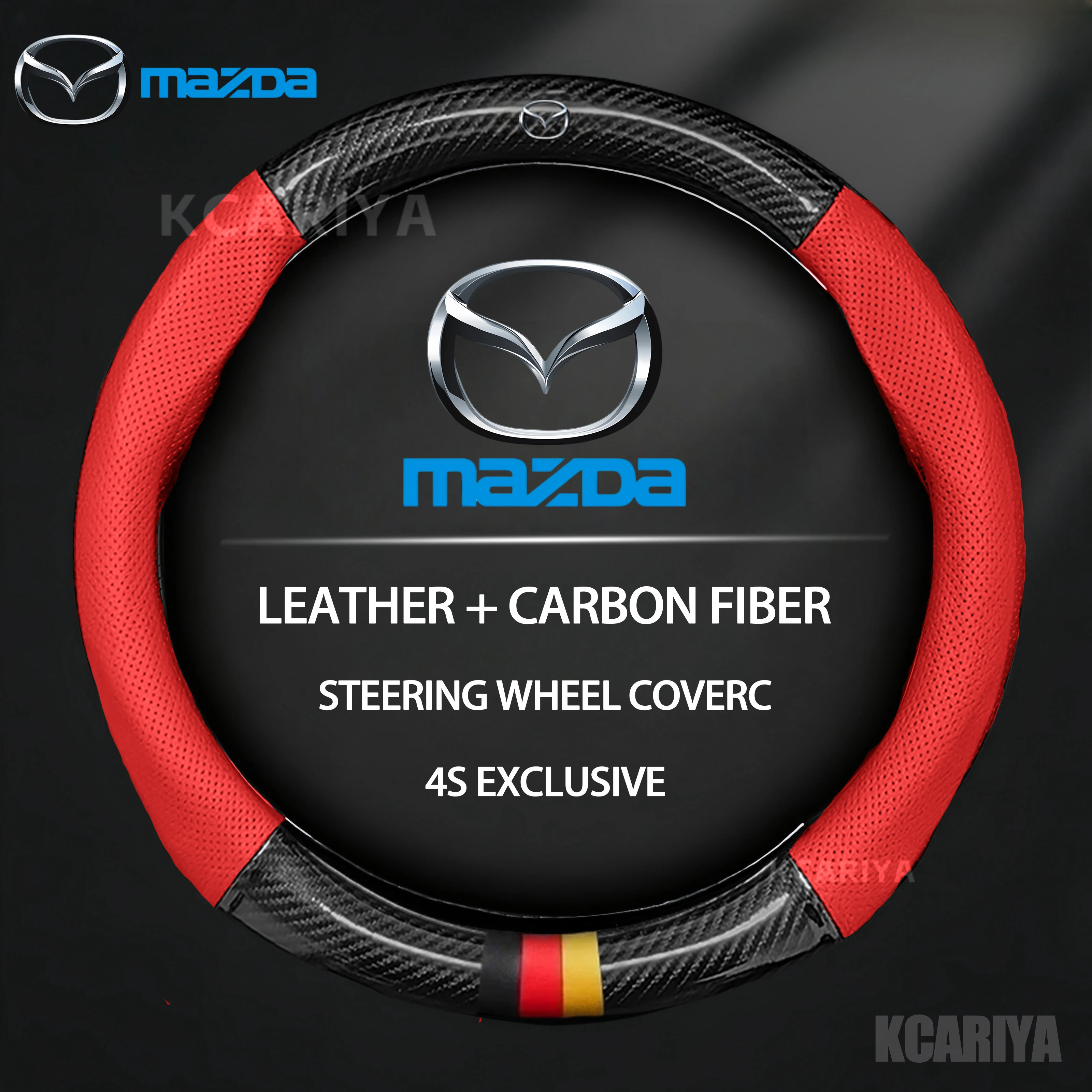 Lenkradbezug aus Kohlefaserleder für Mazda 3 5 6 SKYACTIV Axela Atenza CX30 CX5 CX8 CX9 MX5 RX8 RX7 BT50 Zubehör