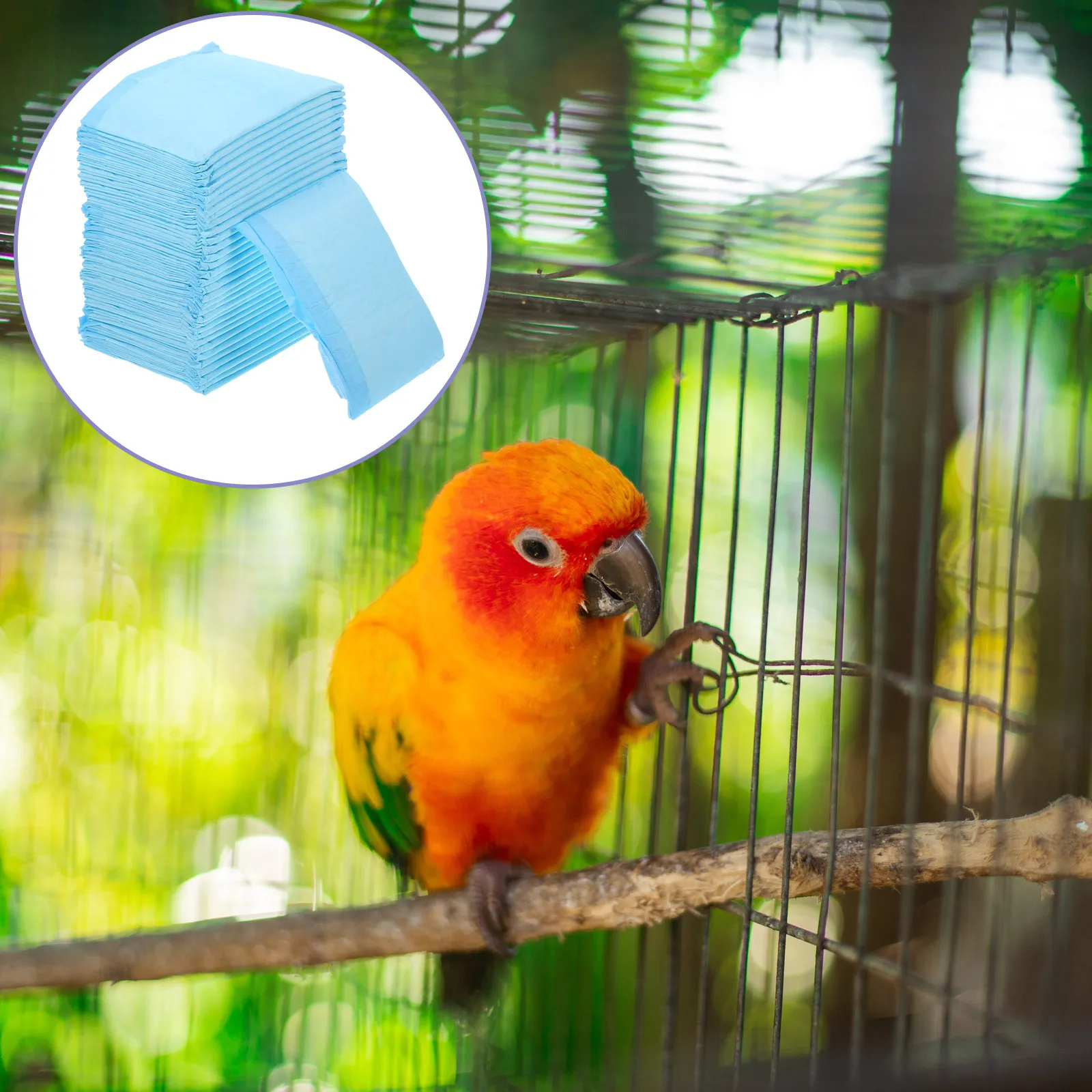 

100Pcs Bird Cage Liner Waterproof Non-Woven Fabric Pad Absorbent Bedding Mat for Parakeet Parrot Conures Cage Cleaning Supplies