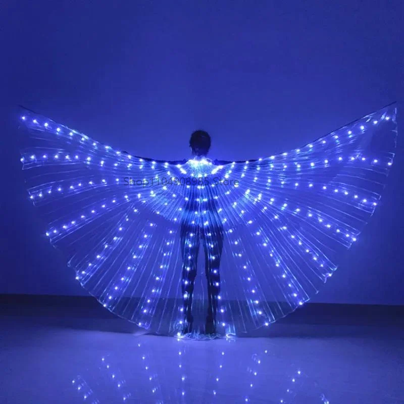 벨리댄스 날개 어린이 성인 야광 이시스 날개 LED 라이트업 날개 여성 소녀 LED 망토 파티 쇼 레이브 할로윈