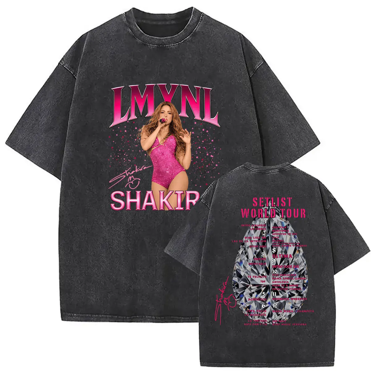 Shakira LMYNL World Tour 2026 Vintage Washed Graphic T Shirts Men Women Fashion Clothing Casual Cozy Cotton Short Sleeve T-shirt