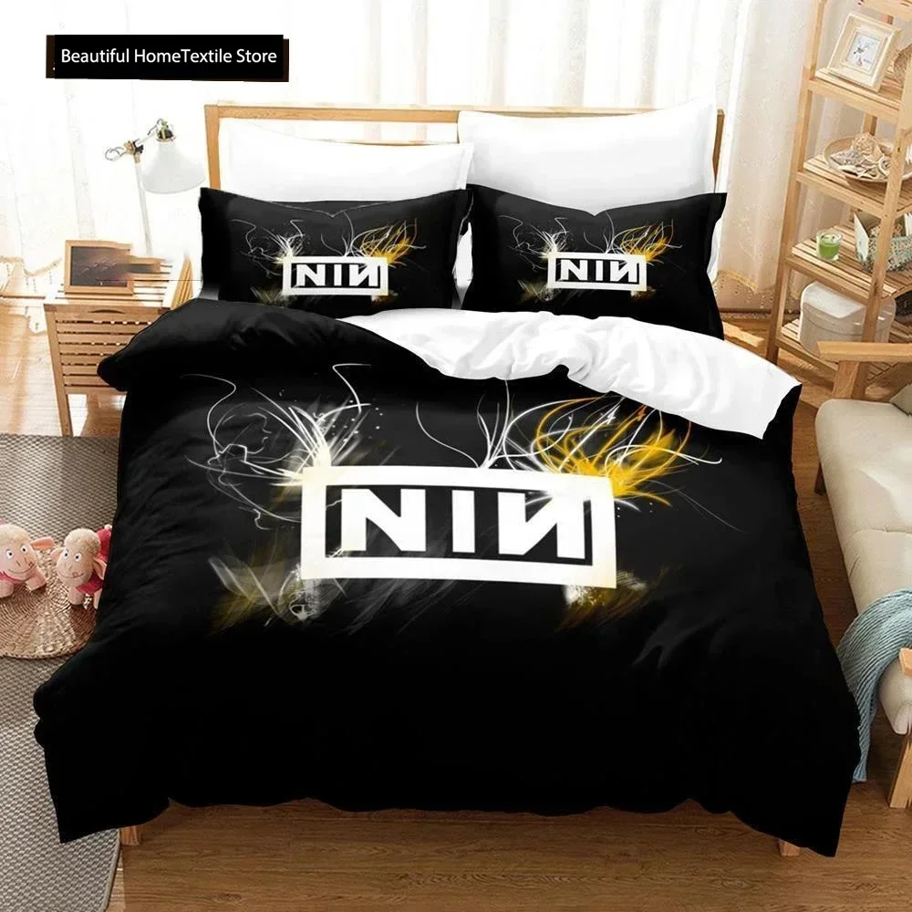 Nine Inch Nails NIN Bedding Set Boys Girls Twin Queen Size Duvet Cover Pillowcase Bed Boys Adult Fashion Home Textileextile