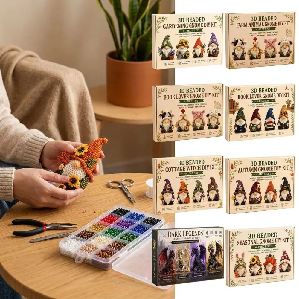 Vibrant Tube Beads 3D Beaded DIY Craft Kit Educational Dragon Bead Making Supply Gnome Nativity Handmade Bead Art Set