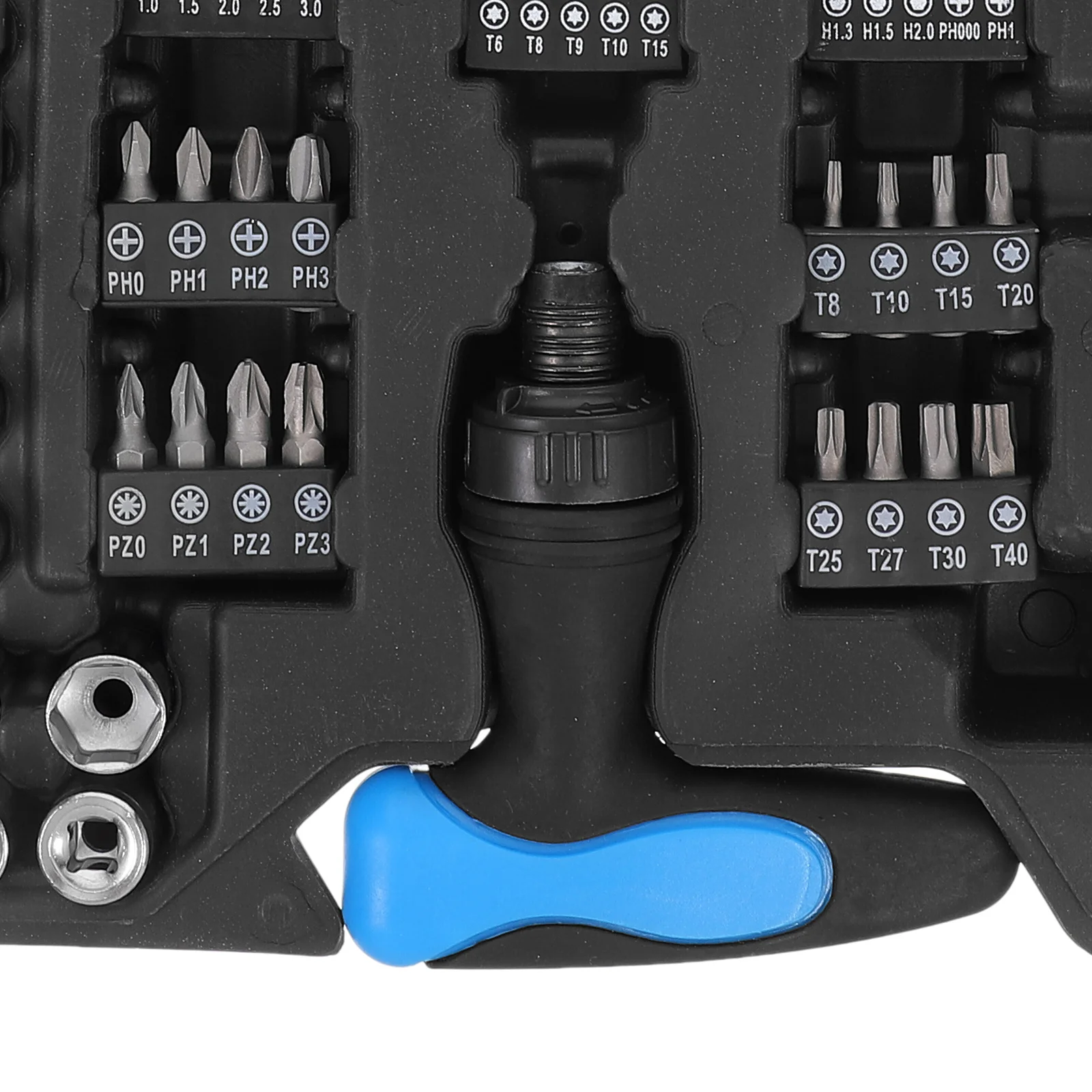 ชุดไขควงพร้อมด้ามขันแบบมีฟันเฟือง 63 ชิ้น ชุดเครื่องมือซ่อมแซมบ้านแบบพกพาอเนกประสงค์ พร้อมหัวแบนและหัวหกเหลี่ยม