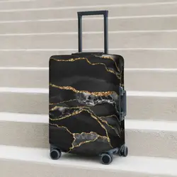 Glitter Marble Suitcase Cover Black and Gold Marbles Elastic Cruise Trip Protection Luggage Case Flight