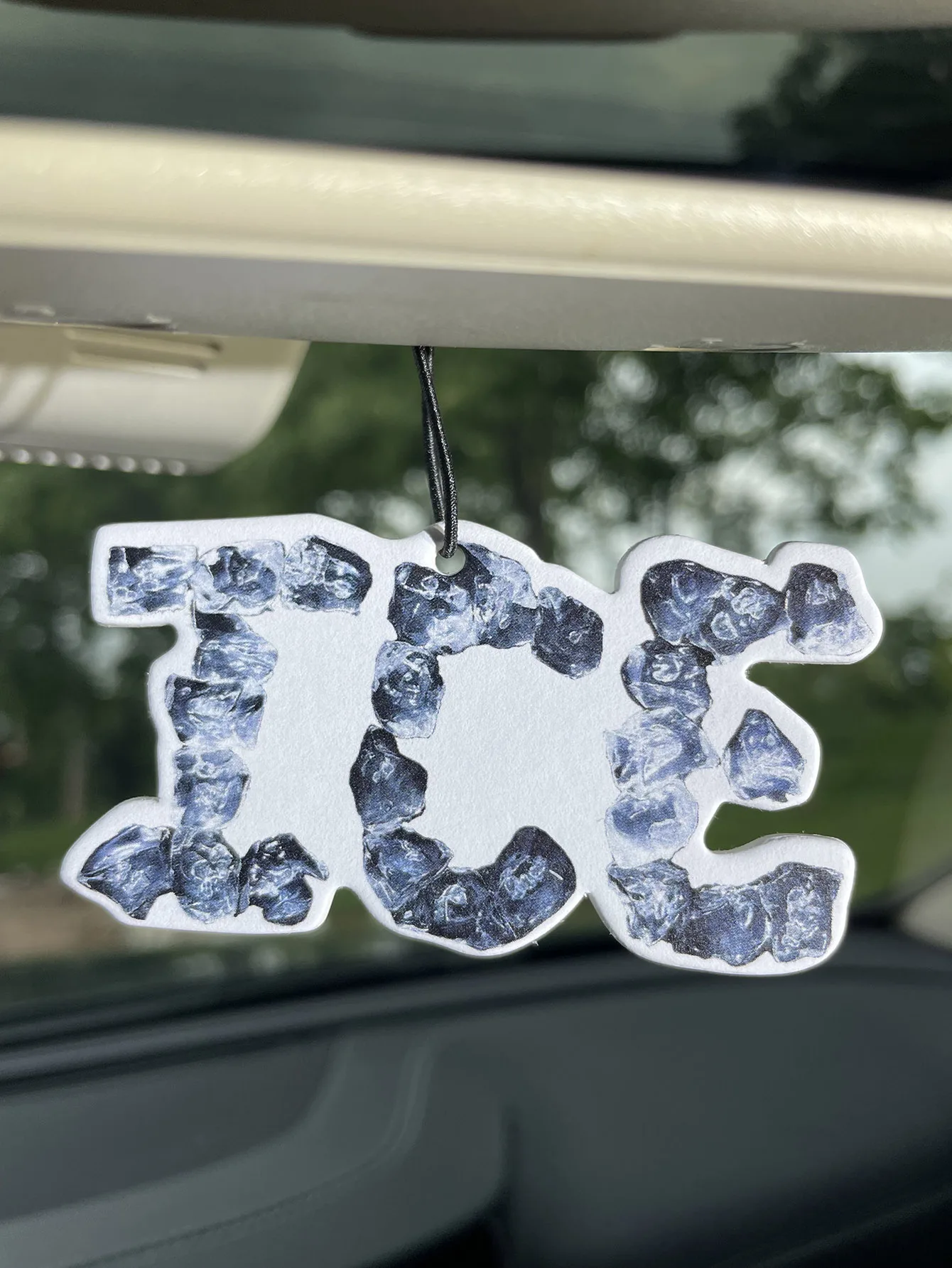 ICE Ice Cube Letter Car Air Freshener, Hanging Scented Paper, Natural Plant Extract Fragrance, No Alcohol, Heat Resistant, Long