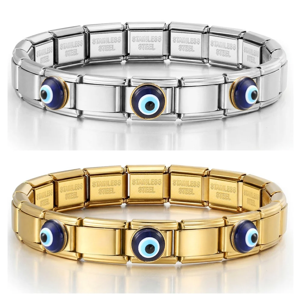 Design Teufelsauge Armband mit Gliedern, italienischer Charm, passend für 9mm Edelstahl, Schmuckzubehör für Damen und Herren, DIY, Großhandel – Detail 1