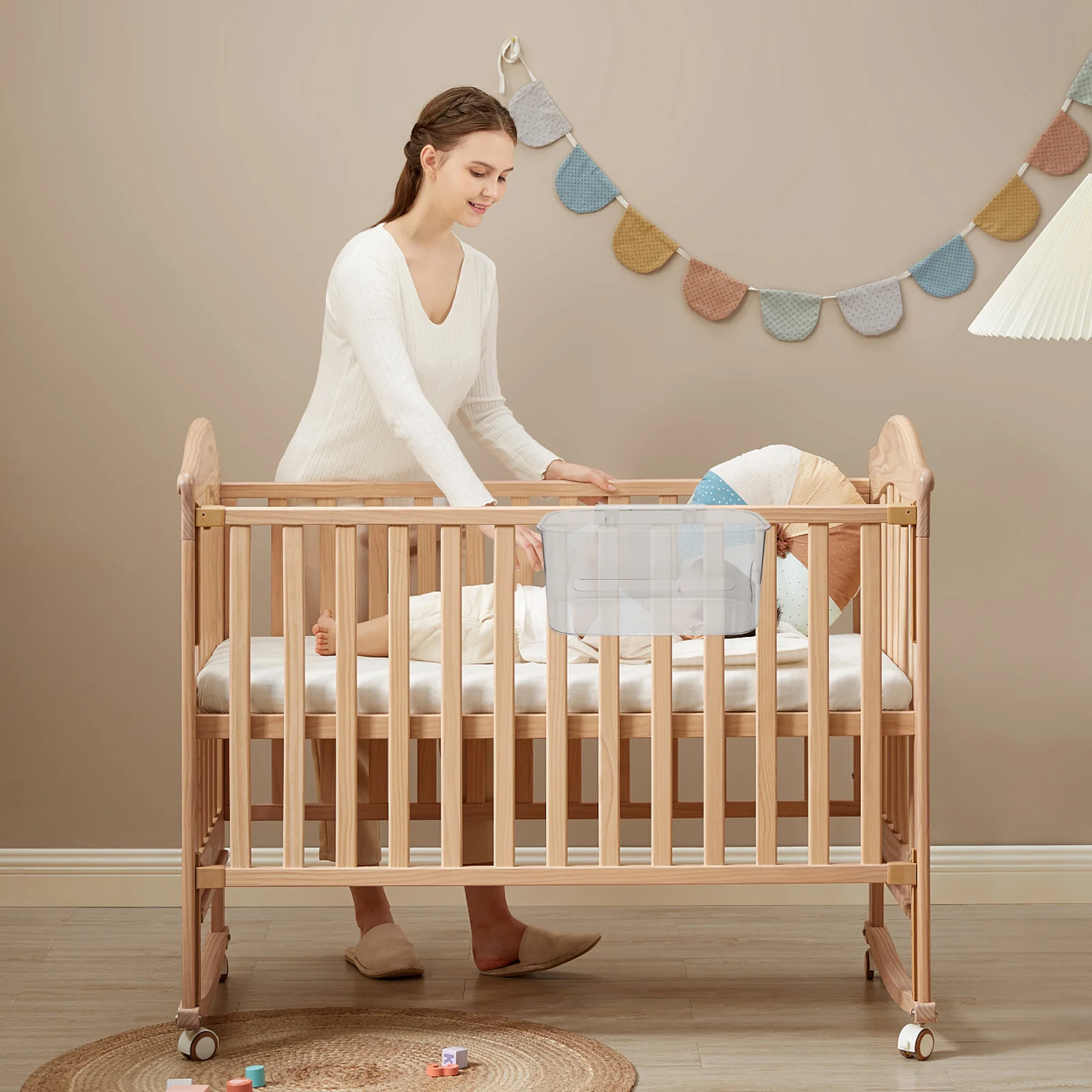 عنبر السرير سلة معلقة سرير التخزين الحضانة حامل حفاضات جيب الرف ديكور المنزل أشتات أساسيات